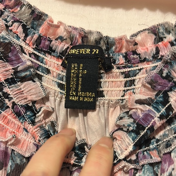 Colorful Pastel Floral Maxi Ruched Sundress w/ Puffed Sleeves Size Small - Picture 8 of 9